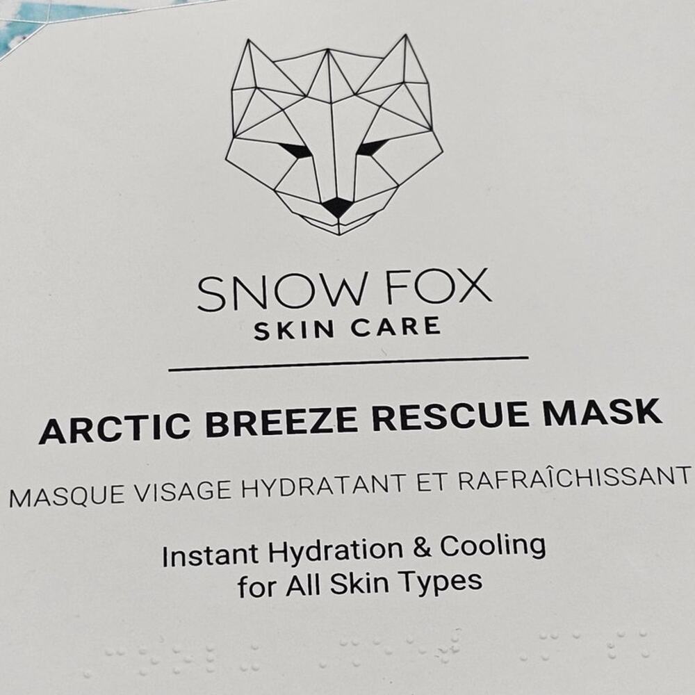 Snow Fox Arctic Breeze Rescue Mask Box Of 5 Hydrating Cooling Organic Cotton USA